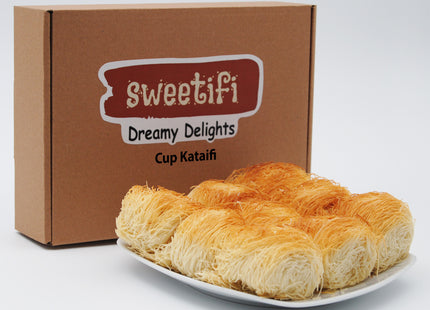 Sweetifi Kataifi Pastry – Hand-Shaped Shredded Fillo Dough Dessert (Dry, Syrup-Free) – Greek & Turkish Style Pre-Baked Kataifi – Heat & Sweeten with Syrup, 200gr/7Oz (Cup)