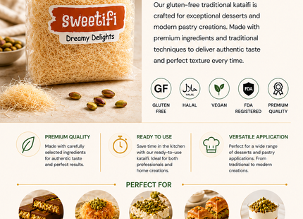 Sweetifi Gluten-Free Kataifi Dough For Dubai Chocolate & Desserts