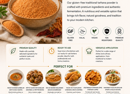 Turkish Gluten Free Tarhana Powder Soup Mix, Home Made Trahana, Mix Vegetable Dried Soup