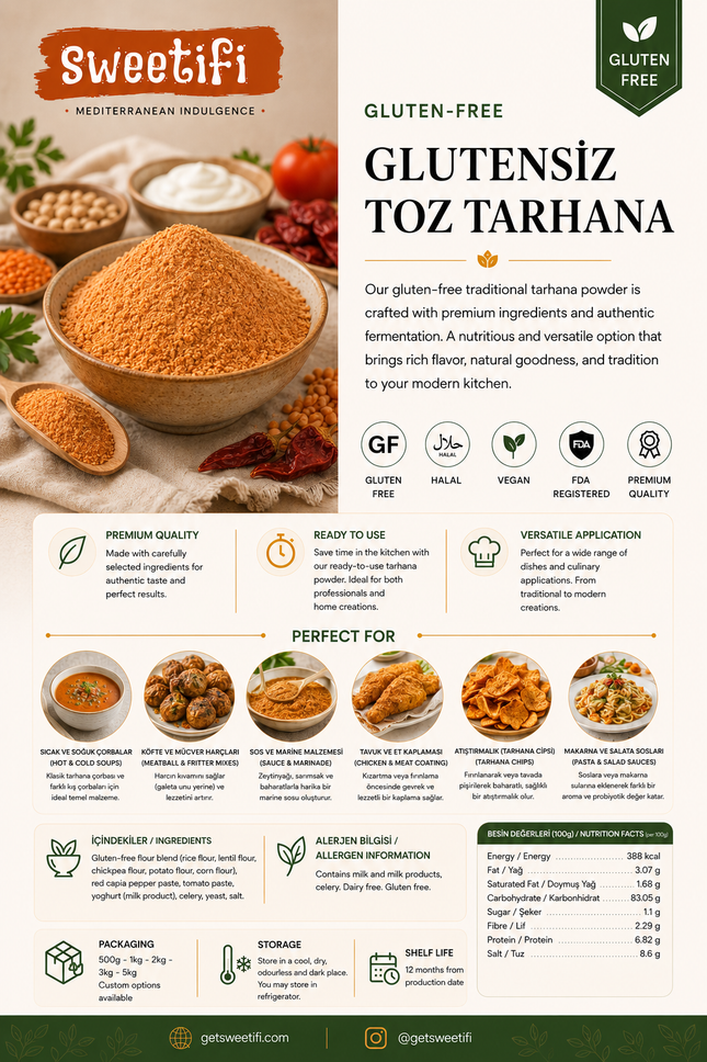 Turkish Gluten Free Tarhana Powder Soup Mix, Home Made Trahana, Mix Vegetable Dried Soup