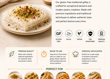 Sweetifi Gullac Sheets – Gluten-Free Traditional Turkish Güllaç Dessert Leaves, Thin Delicate Layers for Milk-Based Desserts