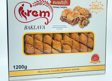 Sweetifi Dry Baklava Dessert, Traditional Turkish Walnut Baklava with Tray, Ready to Syrup