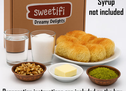 Sweetifi Kataifi Pastry – Hand-Shaped Shredded Fillo Dough Dessert (Dry, Syrup-Free) – Greek & Turkish Style Pre-Baked Kataifi – Heat & Sweeten with Syrup, 200gr/7Oz (Cup)