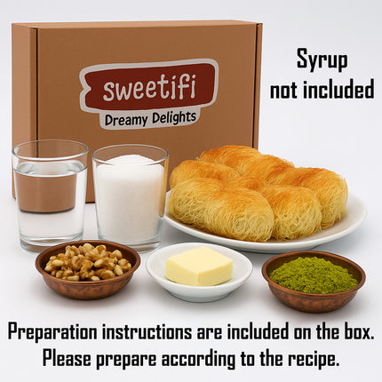 Sweetifi Kataifi Pastry – Hand-Shaped Shredded Fillo Dough Dessert (Dry, Syrup-Free) – Greek & Turkish Style Pre-Baked Kataifi – Heat & Sweeten with Syrup, 200gr/7Oz (Cup)