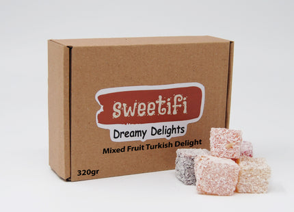 Sweetifi Mixed Fruit Turkish Delight, Chewy Candy Made with Real Fruit, Gluten Free, No Additives, Assorted Gourmet Lokum