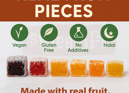 Sweetifi Mixed Fruit Turkish Delight, Chewy Candy Made with Real Fruit, Gluten Free, No Additives, Assorted Gourmet Lokum