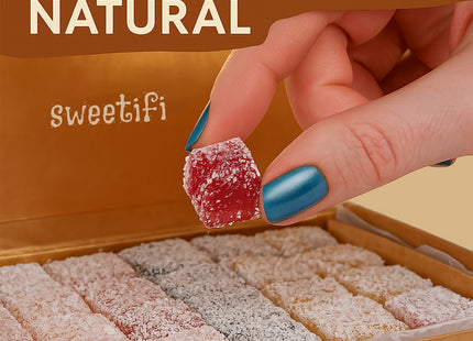 Sweetifi Mixed Fruit Turkish Delight, Chewy Candy Made with Real Fruit, Gluten Free, No Additives, Assorted Gourmet Lokum